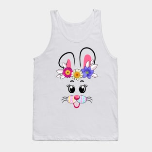 Funny Easter Bunny Rabbit Face Easter Day Women Girls Tank Top